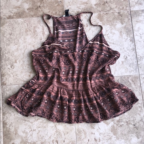 F21 | Rust colored peplum tribal print top - Picture 4 of 7